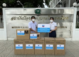 เชฟรอนมอบเครื่องผลิตออกซิเจน ช่วยผู้ป่วยโควิด-19 ใน Home Isolation ของ สถาบันป้องกันควบคุมโรคเขตเมือง