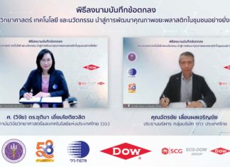 Dow – วว. ลงนาม แก้ปัญหาขยะพลาสติกอย่างยั่งยืน ด้วยงานวิจัยและเทคโนโลยี