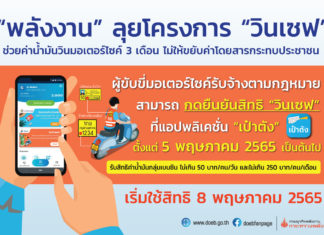 พลังงาน เริ่มโครงการ “วินเซฟ” ช่วยค่าน้ำมันวินมอเตอร์ไซค์