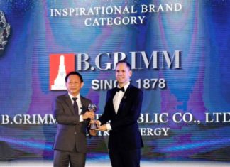 บี.กริม เพาเวอร์ คว้ารางวัล Inspirational Brand Award จาก Asia Pacific Enterprise Awards 2022