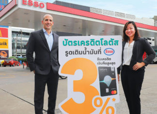 บัตรเครดิตโลตัส จับมือเอสโซ่ รูดเติมน้ำมัน รับเครดิตเงินคืนสูงสุด 15% สำหรับสมาชิกใหม่ ส่วนลูกค้าปัจจุบัน ยังได้รับเครดิตเงินคืนสูงสุด 3%