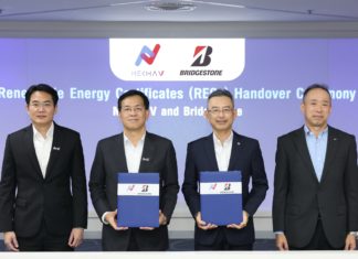 Mekha V ส่งมอบใบยืนยันสิทธิพลังงานหมุนเวียนให้ Bridgestone