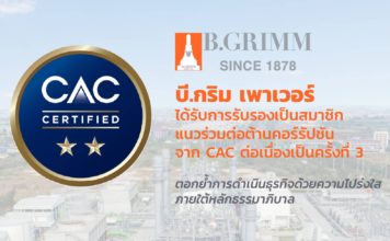 BGRIM ผ่านการรับรองการเป็นสมาชิก CAC ต่อเนื่องเป็นครั้งที่ 3