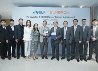 GULF จับมือ Sungrow ลงนามสัญญาจัดหาระบบกักเก็บพลังงานและอินเวอร์เตอร์ ป้อนโรงไฟฟ้าพลังงานแสงอาทิตย์กลุ่ม GULF รวม 3,500 เมกะวัตต์