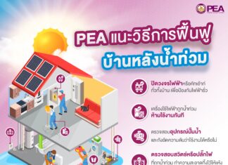PEA แนะนำประชาชนเตรียมตัวเข้าบ้านหลังน้ำลด