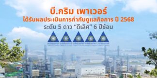 บี.กริม เพาเวอร์ คว้าคะแนนการกำกับดูแลกิจการที่ดีในระดับดีเลิศ ปี 2568